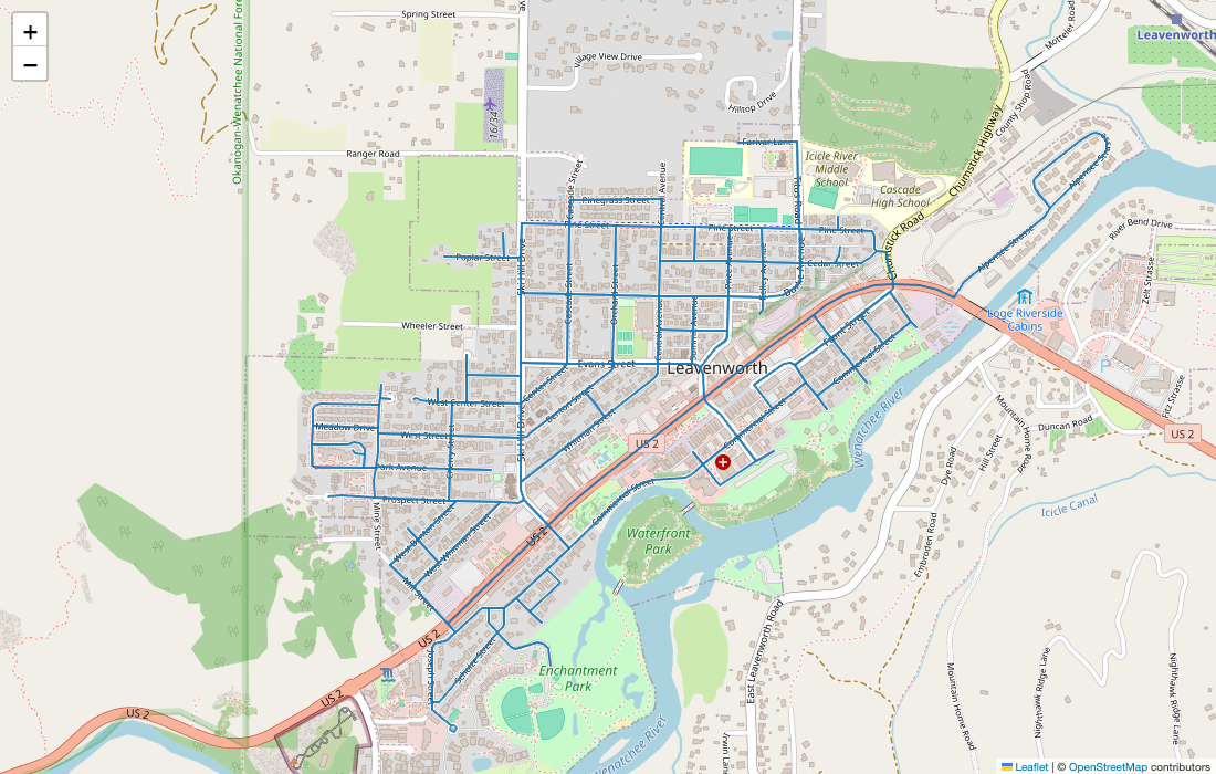 Folium map of the full Leavenworth fixture